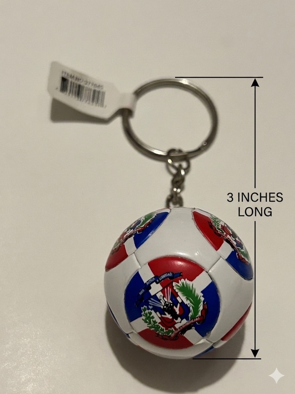 Dominican Republic Flag Soccer Ball Keychain – 3-Inch Sports Souvenir & Key Ring
